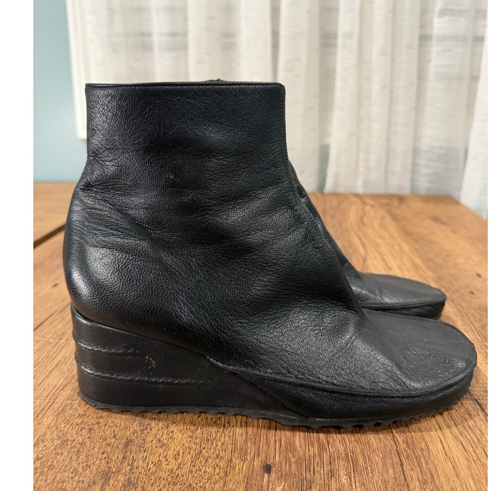Via Spiga Black LeatherWedge Ankle Boots Made in Italy‎ Womens 8M